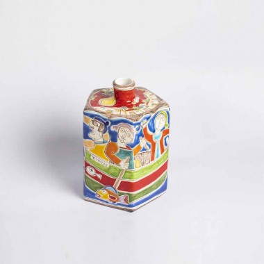 Sicilian ceramic Decorative Bottle Fishermen de simone pottery DS BT623 Sicilian ceramic Decorative Bottle Fishermen de simone pottery DS BT623